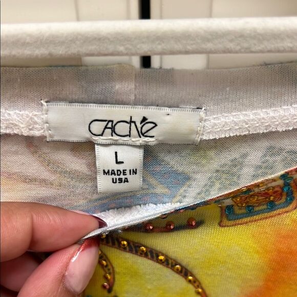 Y2K Cache Vintage Diamanté Studded Floral Paisley Fitted T-shirt - Picture 5 of 9